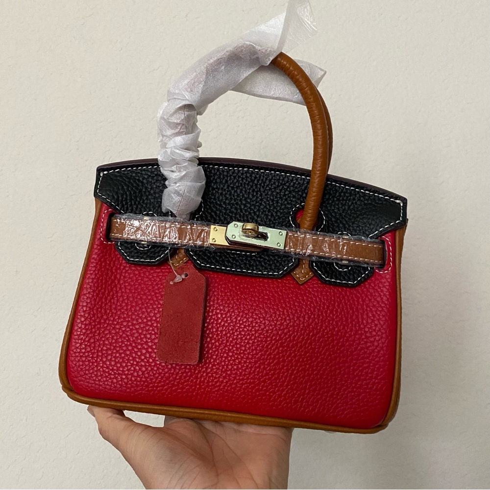 Structured Colorblock Black Gold 20 Lock Key BK Satchel Bag Crossbody B12